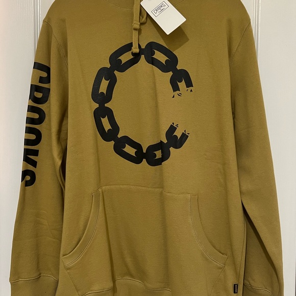 Crooks & Castles Chain Flock Hoodie in “Fall Gold” color - Picture 2 of 4